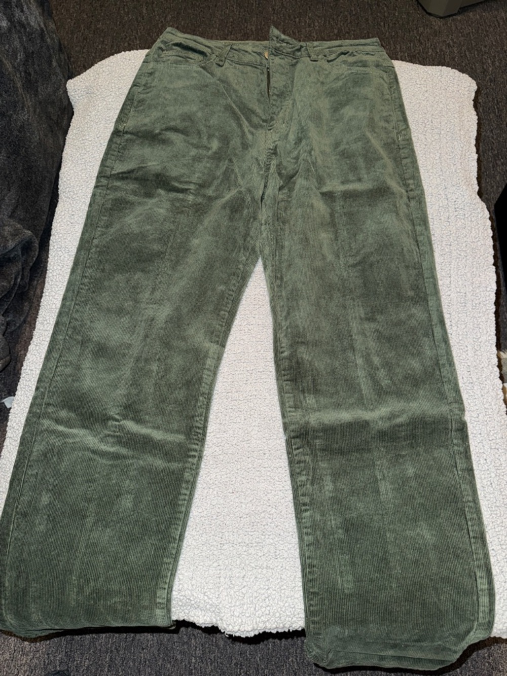 Corduroy Wide-Leg Pants in Forest Green
